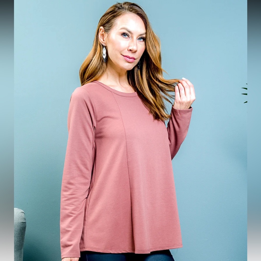 NEW Mauve Keyhole Back Long Sleeve Top - Picture 3 of 4